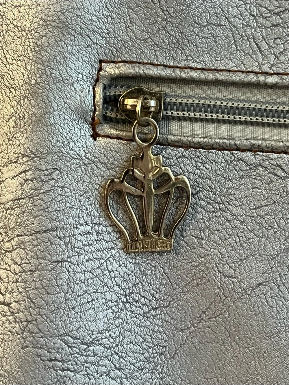 Limelight Metallic Silver Tote Bag, Brown Trim, Braided Detail & Floral Lining - Picture 8 of 16